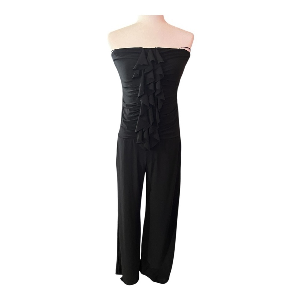 Guess Black Ruffled Strapless Jumpsuit - Picture 2 of 4